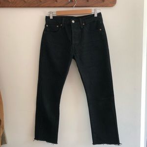 Levi’s 501 Raw Edge Jet Black Button Fly Jeans